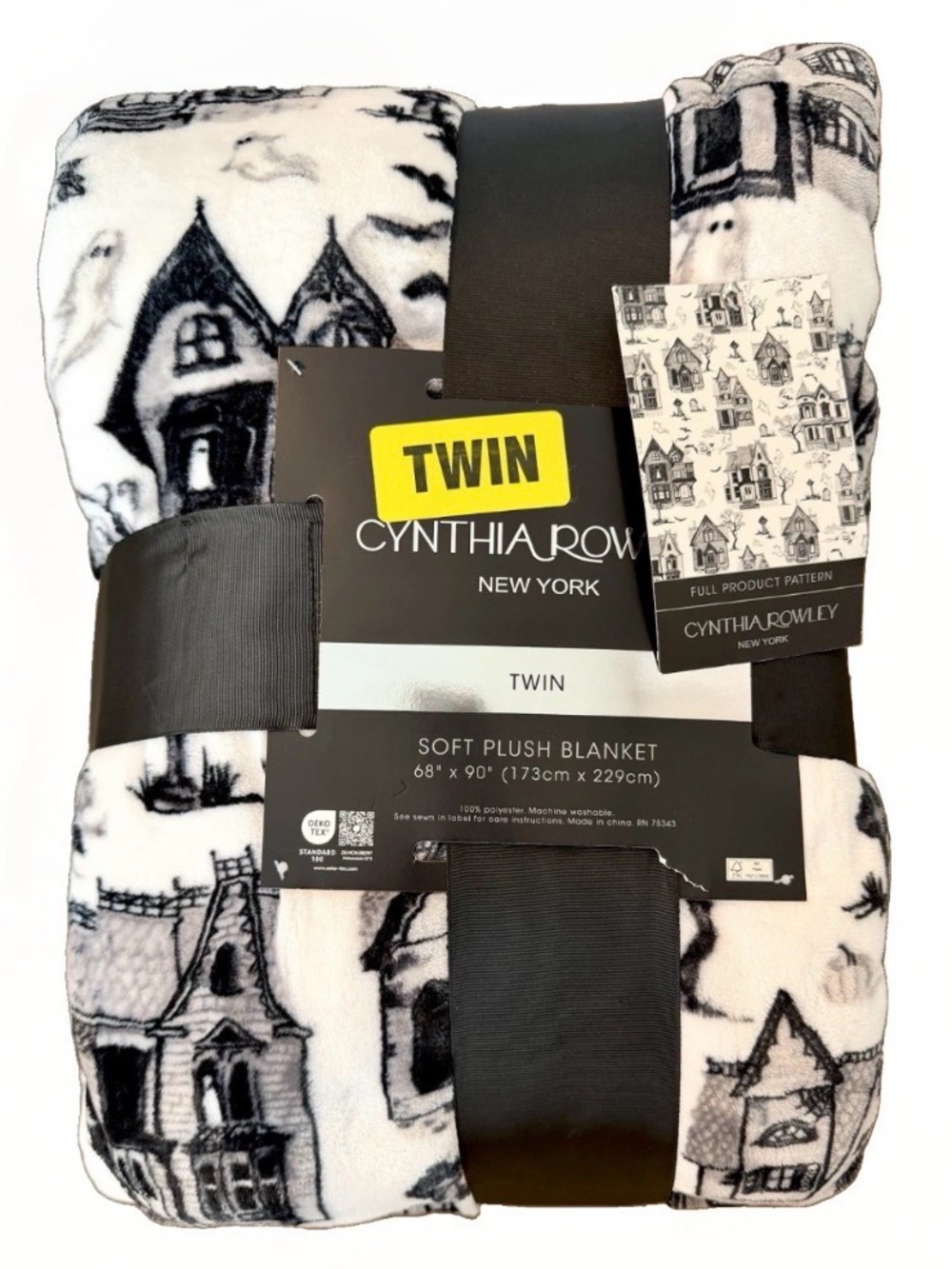 🖤 Cynthia Rowley Halloween Haunted House Ghosts 68x90” Twin Plush Blanket Throw